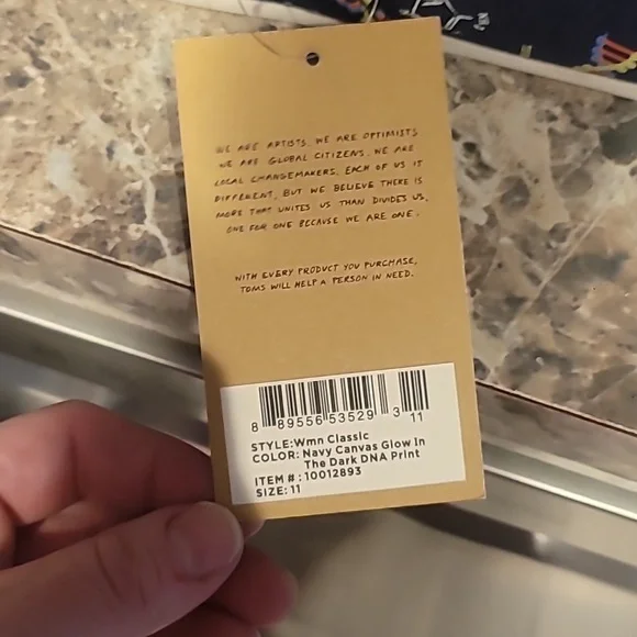 NIB Toms Warm Classic Navy Canvas Glow In the Dark DNA Print Slip-On Size 11 W - Picture 5 of 7